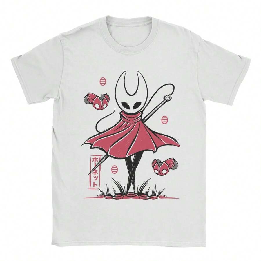 Camiseta unisex Hollow Knight Silks1ong de algodón con estampado, cuello redondo y manga corta. Confeccionada en algodón puro de 220 g, es una prenda de manga corta para hombre y mujer, de tejido grueso, resistente a las arrugas y que no se deforma fácilmente. De estilo sencillo y versátil, es ligera y transpirable, perfecta para ir al trabajo, viajar, acampar, ir de compras y para el tiempo libre diario. - Blanco - Ver 1