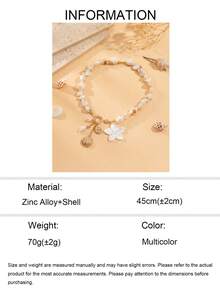 1pc Colorful Beaded Y-Shaped Clasp Necklace With Shell & Starfish Pendants, Unique Beach Vacation Style Jewelry For Daily Wear And Party, Random Assorted Stone Colors And Shapes - Multicolor - View 5
