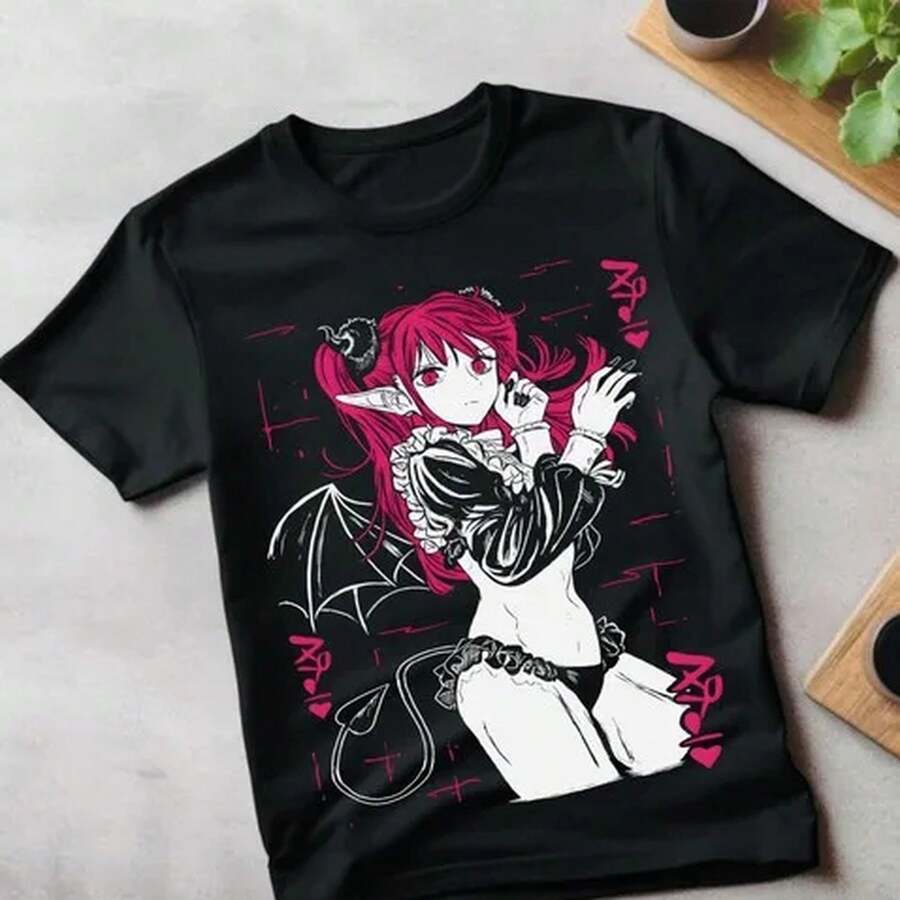 Camiseta M1ARIN Kitagawa Wakana Gojo Kawaii Girl, Anime My Dress Up Darling, Talla única, 220 g, algodón puro, manga corta, para hombre y mujer, tejido grueso, resistente a las arrugas y que no se deforma fácilmente. Estilo sencillo y versátil, ligero y transpirable, perfecto para ir al trabajo, viajar, acampar, ir de compras y para el tiempo libre diario. - Negro - Ver 1