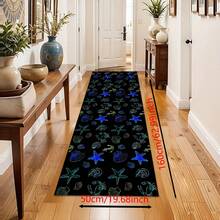 1 pieza Alfombra de gel de sílice con estampado de criaturas marinas, alfombra rectangular lavable para sala de estar, dormitorio, pasillo, baño, lavandería - Alfombra de poliéster, adecuada para decoración del hogar interior y exterior - Multicolor - Ver 15