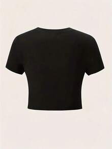 Women's Crop Top With A Simple Design, Comfortable And Breathable For Everyday Wear And Leisure, Versatile For Various Occasions, Naturally Elegant, A Must-Have, An Ideal Gift Choice For Summer Parties, Local Delivery - 黑色 - 查看 2
