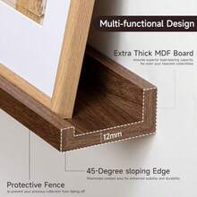 Floating Shelves Set Of, 16 Inch Solid Wood Wall Shelves With Lip, Large Nursery Book Shelf For Toys Storage, Bookshelf, Living Room, Bedroom Decor Frames, Walnut Color - 胡桃木相框層架 - 查看 5