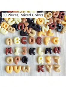 10/30/50/110个装 多种颜色树脂字母 A-Z，平底，迷你尺寸，适合 DIY 珠宝制作、耳环、乳霜凝胶手机壳装饰、发饰、钥匙扣装饰、吊坠等。 - Letters - 查看 16