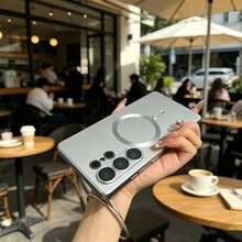 Luxury Magnetic Case Compatible With Samsung Galaxy S26 Ultra S25 Ultra S24 Ultra S23 Ultra S26 S25 FE A56 A36 A55 A57 A37 A17 A16 A06 A07 Soft TPU Case - Silver - View 2