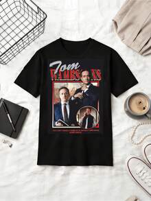 Succession Tom Wambsgans Retro Character Cotton T-Shirt - Black - View 6