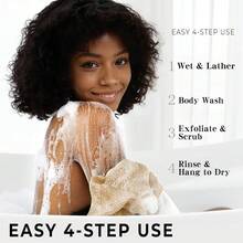 African Net Sponge Authentic - African Exfoliating Net Sponge 3 Pieces - Body Scrubber Exfoliator Wash Cloth - Back Scrubber For - 香檳色&森林色&棕色 - 查看 3