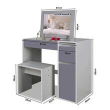 Vanity Dressing Table With Flip Mirror Stool Multifunctional Bedroom Desk - Light Grey / Dark Grey Dressing Table - View 3
