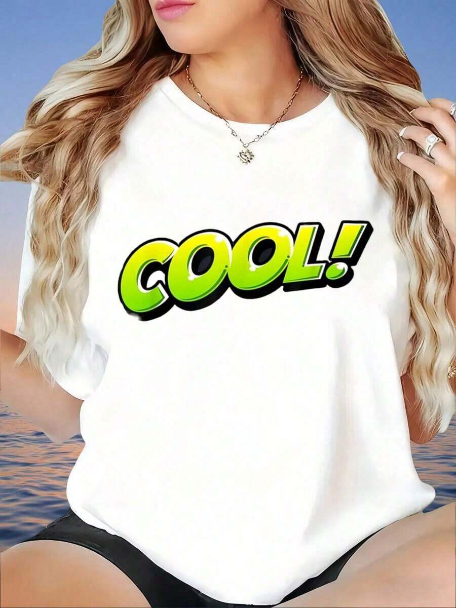 Women's Vintage Graphic T-Shirt, Casual Summer Style, Short Sleeve, Fashionable T-Shirt With Fun Prints, Suitable For Valentine's Day, Home, Walking, Sports, Parties, Christmas Gifts, Women's T-Shirt, 220g - 白色 - 查看 1