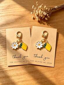 40pcs/20pcs/10pcs/5pcs Lemon Theme Keychain & Thank You Card Gift Set - Perfect Gift For Spring/Summer Events, Birthday Parties, Weddings, Lemon Theme Picnics, Anniversaries Or Vintage Style Gatherings - One Size Fits All - View 4