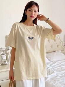 Camiseta con bordado de mariposa de manga murciélago playeras de mujer algodon - Estilo III - Ver 8
