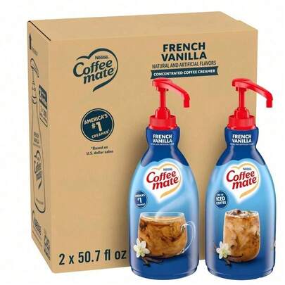 Nestle' Nestle Coffee Mate Coffee Creamer, French Vanilla, Concentrated Liquid Pump Bottle, Non Dairy, No Refrigeration, 50.7 Fl Oz (Pack Of 2)