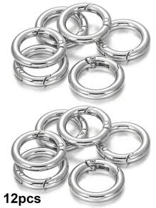 12/18/24 pièces Boucles de ressort rondes, Porte-clés DIY, Boucle de chaîne en forme de O, Matériau en alliage de zinc premium, Accessoires d'artisanat en métal durable à dégagement rapide, Convient pour les breloques de sac, les boucles d'escalade en extérieur, les porte-clés, les portefeuilles et les fermoirs multifonctionnels, Facile à ouvrir et à fermer, et anti-perte, Surface lisse - Multicolore - Voir 15