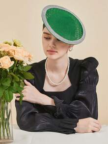 1 buah Topi Fascinator untuk Pesta Koktail dan Teh, Fascinator Hiasan Kepala Bertabur Berlian Imitasi, Fascinator Datar untuk Kentucky Derby dan Pernikahan - MultiWarna - View 3