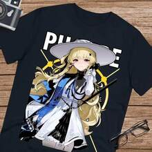 Camiseta Ph1oebe Wuwa Wuthering Waves para fans. Camiseta unisex de manga corta de algodón puro de 220 g para hombre y mujer. Tejido grueso, resistente a las arrugas y que no se deforma fácilmente. Estilo sencillo y versátil, ligero y transpirable, perfecto para ir al trabajo, viajar, acampar, ir de compras y para el tiempo libre diario. - Negro - Ver 1