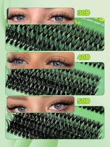 Rikuaild 590 Pcs D Curl False Eyelashes, 30D+40D+50D+60D+80D+100D Large-Capacity Eyelash Book, Novice-Friendly, Soft Fluffy Thick, Creating A Natural Makeup Effect, Easy DIY At Home, Fox Eye/Cat Eye/Stage Eye Makeup,Suitable For Daily Life, Weddings, Party, Outdoor,Cluster Lashes,Individual Lash,Eyelash Extensions - D - View 5