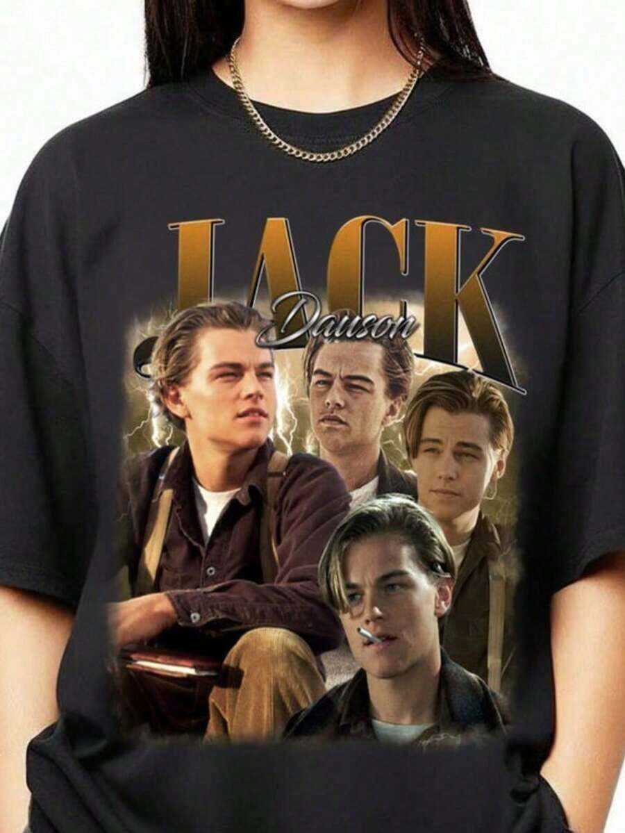 Jamie Fraser Vintage Short Sleeve T-Shirt, Outlander TV Series Gift For Women And Men, Unisex Retro T-Shirt For Fans, 100% Cotton. - 黑色 2 - 查看 1