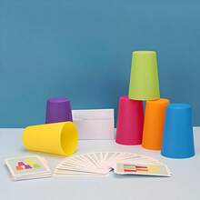 Juego de vasos apilables para niños, competencia de doble jugador sobre la mesa, juego educativo temprano para el entrenamiento de la concentración - Multicolor - Ver 16