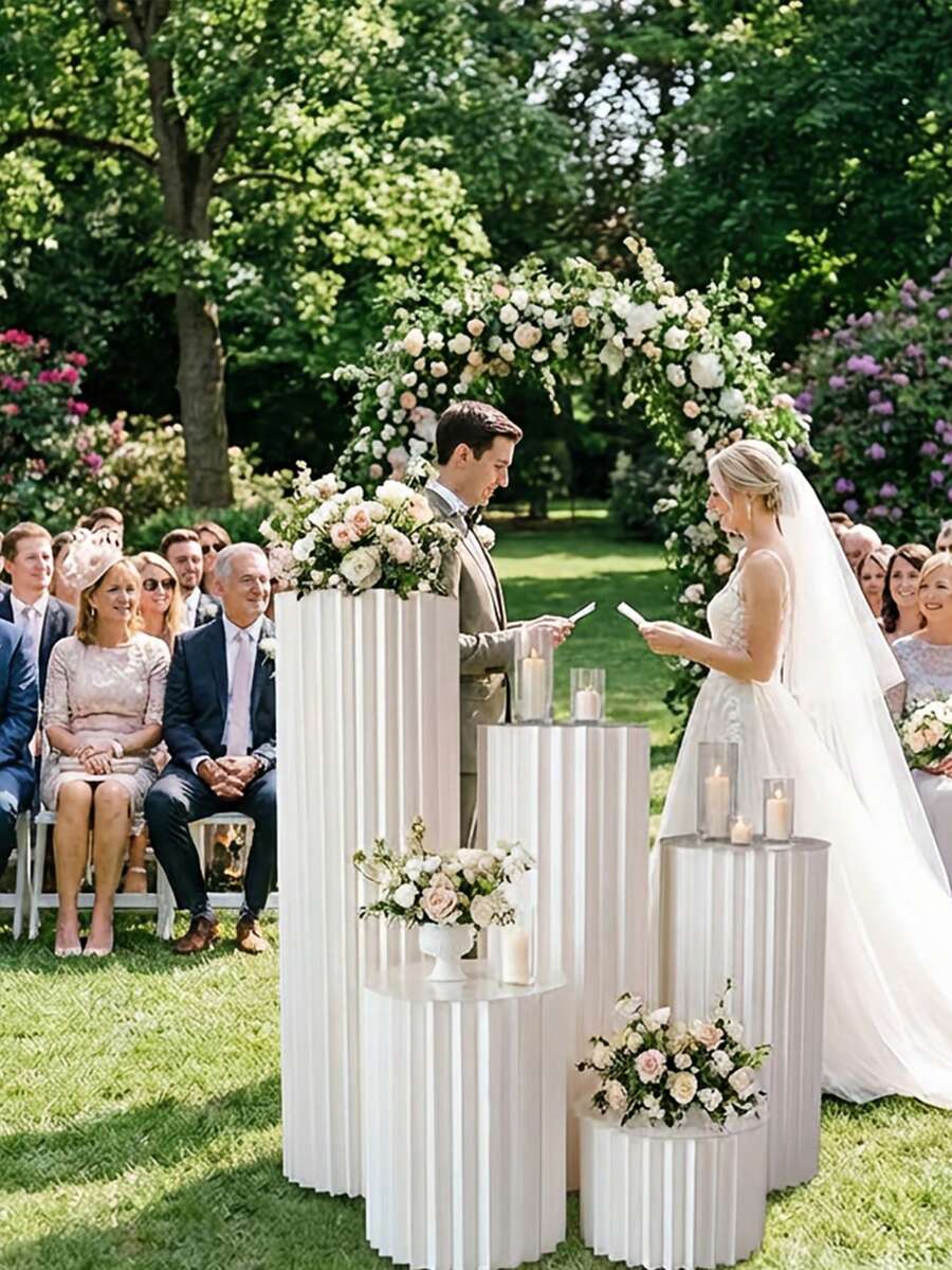 1/3/4件組婚禮折疊圓柱甜點架 紙製羅馬柱裝飾，適用聖誕節、萬聖節、婚禮與生日派對，圓窗展示架