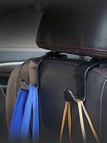 4 Peças Ganchos Retráteis Multifuncionais para Carro, Design Oculto, Organizador de Banco Traseiro, Bolsa para Guarda-chuva, Bolsa, Casaco, Armazenamento, Acessórios Internos de Veículo Preto, Pendurador Forte e Durável - Preto - Visão 1