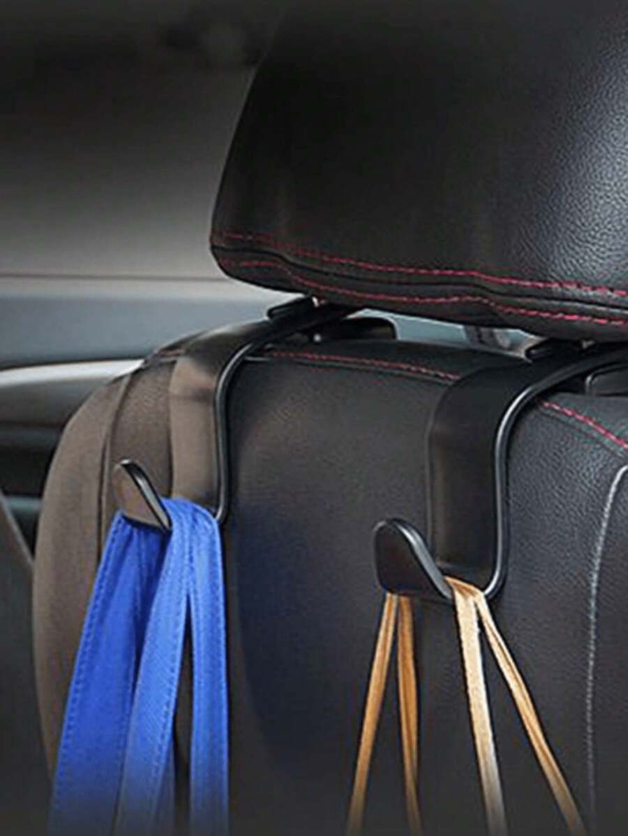 4 Peças Ganchos Retráteis Multifuncionais para Carro, Design Oculto, Organizador de Banco Traseiro, Bolsa para Guarda-chuva, Bolsa, Casaco, Armazenamento, Acessórios Internos de Veículo Preto, Pendurador Forte e Durável - Preto - Visão 1