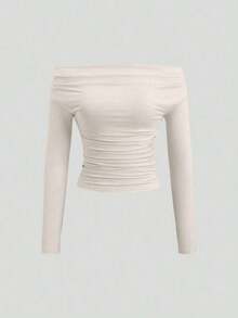 Conjunto de 3 piezas para mujer: Blusa de manga larga hombros descubiertos, blusas cortas entalladas, cómodas y amigables con la piel, versátil y estilizador - Multicolor 2 - Ver 5