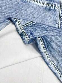 Nuevo Vestido mini ajustado de mujer de ajuste regular con estampado de efecto denim - Multicolor - Ver 3