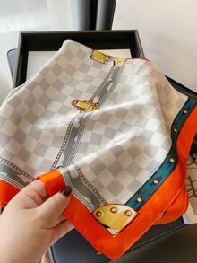 1pc Versatile Elegant Professional Flight Attendant Style Neckerchief - Square Orange Rice - View 4