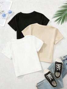 camisetas de manga corta para mujer estilo retro americano, Prenda individual, no un conjunto de 3 piezas, 1 piezas/set de camisetas de manga suitable for streetwear, Top oversized cuello redondo daily outings, camping, concerts, hip-hop, rock, and rap events estampados de nombres de ciudades, suaves al tacto cómodas y versátiles, elige 1 de 3 modelosAdecuado para la Semana Santa y la PascuaAdecuado para la Semana Santa y la Pascua - Negro - Ver 3