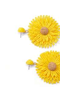 Trivaya 1 Pair Bohemian Style Handmade Woven Raffia Straw Round Sunflower Pendant Earrings - Sunflower - View 4