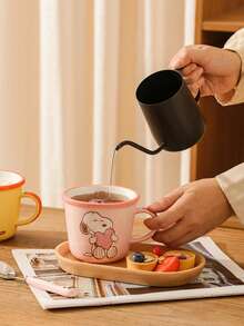 1pc Snoopy Cartoon Ceramic Mug, 340ml Cute Coffee Cup, Multi-Color Optional, Microwave , Perfect For Breakfast Milk, Office & Home Use, Great Gift For Peanuts Fans - Multicolor - View 7