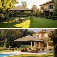 10 X 12 Replacement Gazebo Canopy Top For Lowe's Allen Roth Gazebo, Double-Tier Gazebo Roof Cover With Air Vent,Heavy Duty Canopy Roof Gazebo Top 10X12 Gazebo Cover (Top Only) - Khaki - View 3