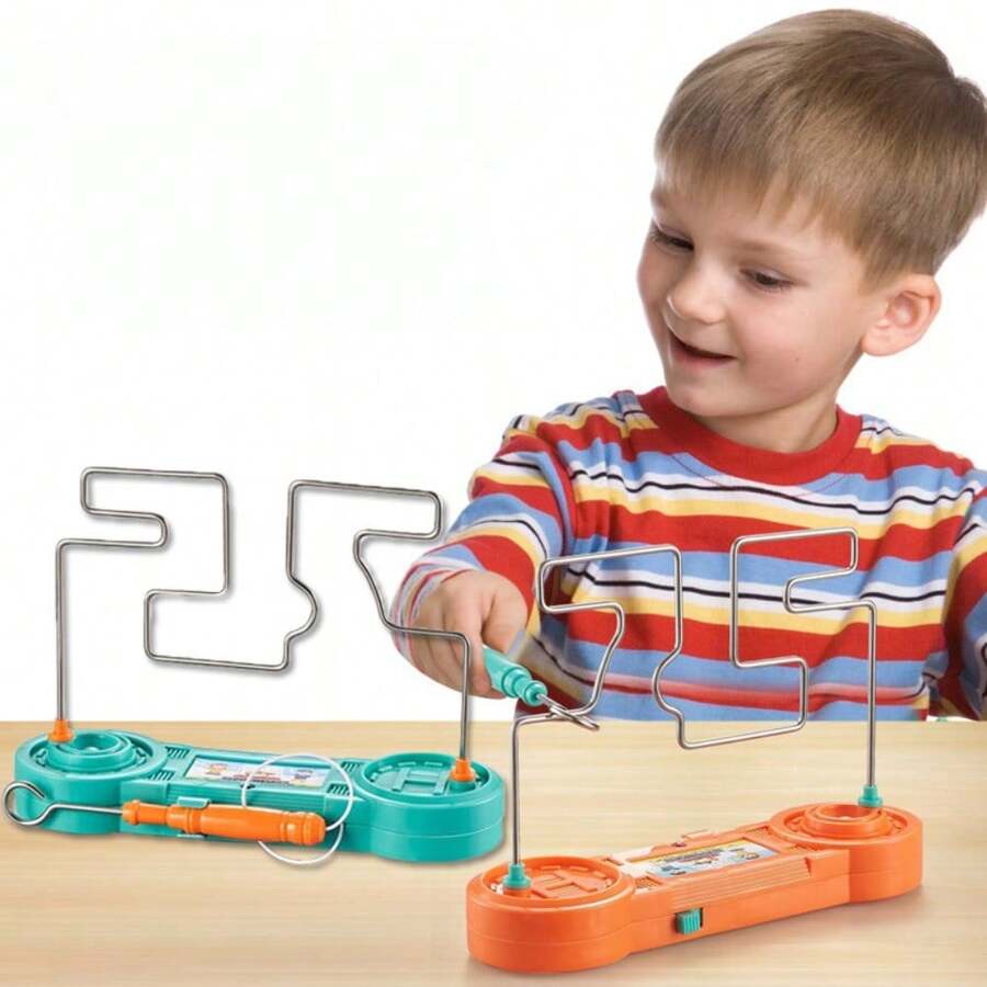 1pc Kids Electric Shock Maze Game - Buzz Wire Handheld Puzzle Toy, Brain Teaser For Children's Focus Training, Educational Interactive Birthday Gift For Boys Girls - Multicolor - View 1