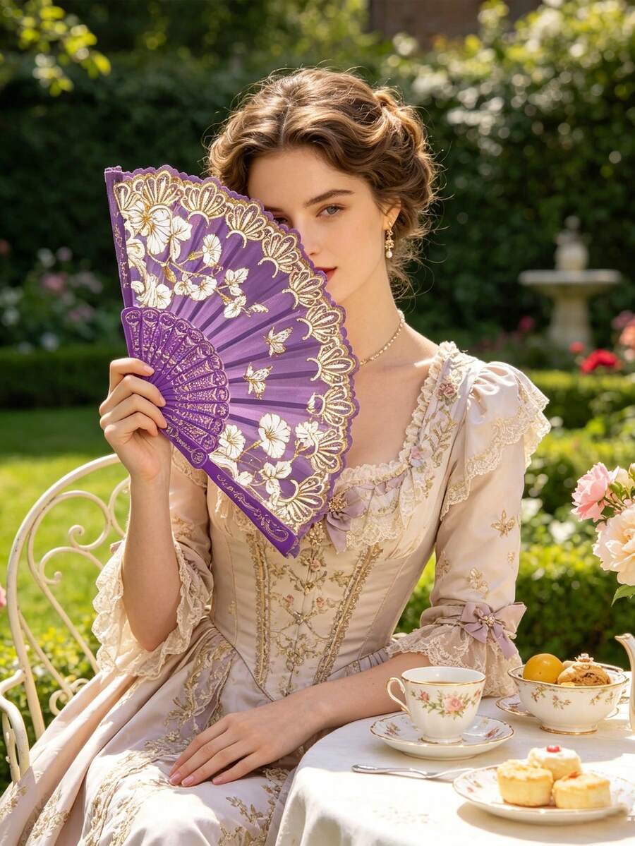 Foldable Lace Hand Fan, Suitable For Both Men And Women, Great For Parties, Weddings, Churches And Dance Events - Multicolor - View 1