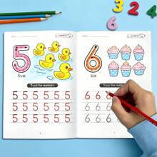 beartale 28頁幼兒練習本套裝，包含2個主題：字母與數字，筆觸控制訓練本，早期學習教育，可重複使用魔力書法寫字貼，教學輔助工具，兒童早期教育玩具，蒙特梭利玩具，學習用品，教室玩具，兒童遊戲，學生，文具，小學用品，男孩，女孩，暑假禮物，兒童生日禮物，開學禮物 - 彩色 - 查看 5