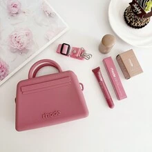 Silicone Handbag With Zipper, Multifunctional Portable Tote Bag, Versatile Storage Bag For Headphones, Simple And Cute Wallet, Portable Small Bag For Cosmetics, Keys, And Various Items. - Grey - View 9