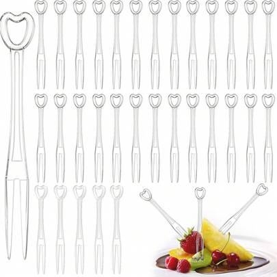 100PCS Clear Plastic Mini Forks Disposable Cocktail Forks Small Dessert Forks Individually Wrapped For Fruits Cakes Snacks Party Supplies