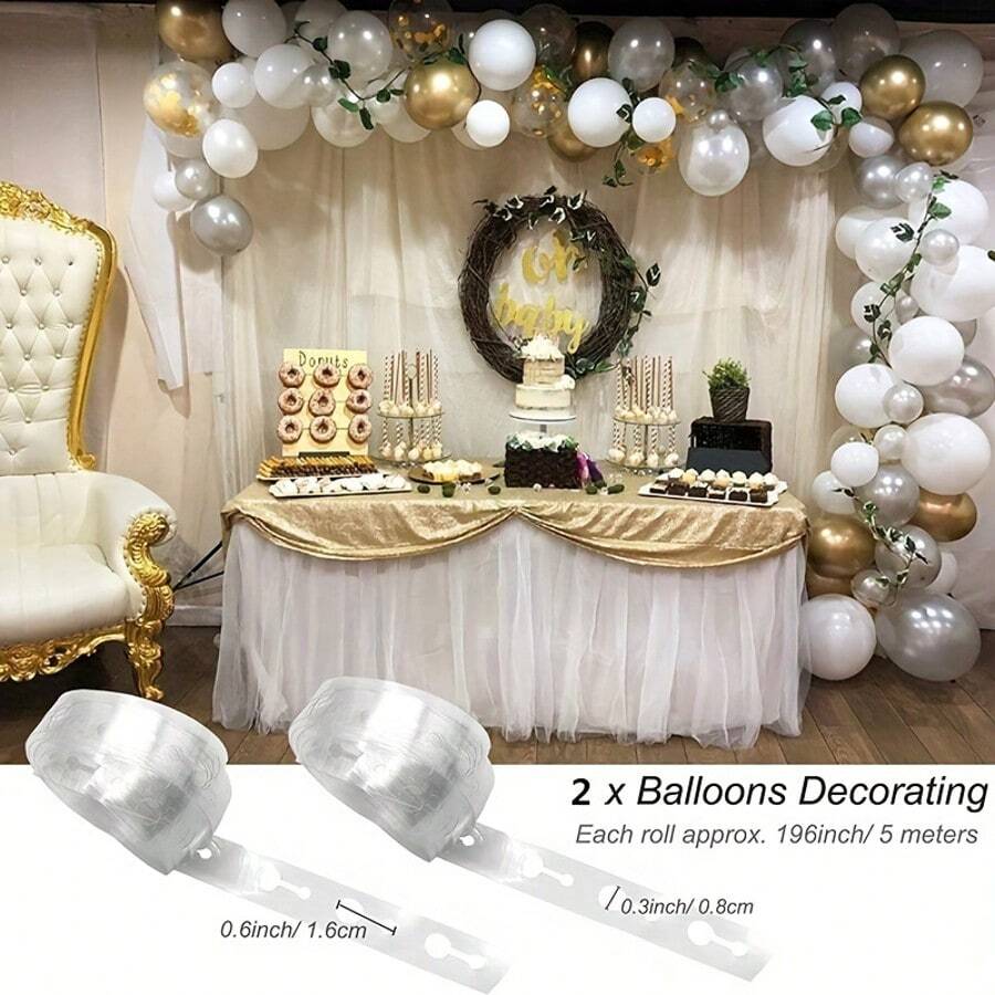 2pcs, Balloon Chain, Asymmetric Balloon Glue Chain Buckle, Soft Arch, Balloon Accessories, Wedding Decor, Birthday Decor, Background Wall Arrangement, Party Decor Supplies - One Size Fits All - View 1