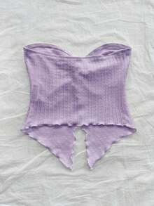Nuevo top tubo para mujer con diseño de estampado a rayas, diseño de giro y dobladillo asimétrico antideslizante - Morado - Ver 2