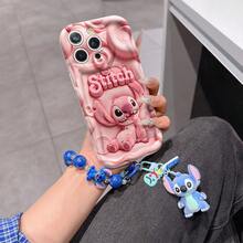 Disney Has Authorized, Phone Case - Chain Set, The Stitch Lilo & Stitch 3D Phone Case Plus A Silicone 3D Stitch Bracelet With Metallic Ring Removable Bracelet, Stitch And Angel Pattern, Compatible With Iphone17/16/15/14/13/12/11/XS/XR/X Plus Pro Max, A Stylish Cartoon Phone Case, The Perfect Gift Choice, Phone Protection, Durable Phone Cover, Great Gift For Friends And Family. - 白色 - 查看 6
