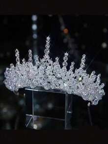 New Bridal Crystal Crown Hair Accessories, Princess Crown Headpiece For Birthday Wedding Dress Decor Valentine's Day Accessories - 銀色 - 查看 7