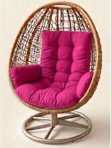 Premium Hängestuhl Kissen - Runde Schaukel Sitzkissen für Terrasse, Garten & Balkon - Hochkomfort Eierstuhl Ersatz (nur Kissen) 60X120 CM - Heißes Pink - Übersicht 6