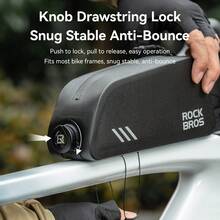 ROCKBROS 1pc Waterproof Bicycle Top Tube Bag With Rotating Lock Drawstring Design, Snug Fit No Shaking, 0.9L Capacity, Suitable For Mountain Bikes And Road Bikes, Meets Daily Commuting Needs - Black - View 7