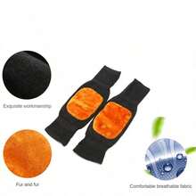 1 paire de genouillères unisexes chaudes, avec doublure isolée douce, isolation thermique, manchon de protection des jambes pour l'hiver - Multicolore - Voir 9