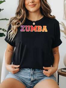 1 Pieza 180g Camisetas Para Mujer, Camiseta Hombre, camiseta informal de algodón con cuello redondo. Camiseta deportiva para mujer. Diseñadas por artistas de la generación Y2K al estilo Bababask, confeccionadas en algodón 100% puro. Diseño de patrón de dibujos animados creativos, cómoda manga corta, zumba - Negro 10 - Ver 6