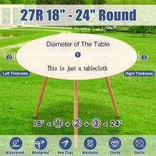 Elastic Fitted Round Table Cloth, Reusable Picnic Table Cover, Windproof Washable Table Protector For Party, Camping, Indoor Outdoor Use - Default - View 19