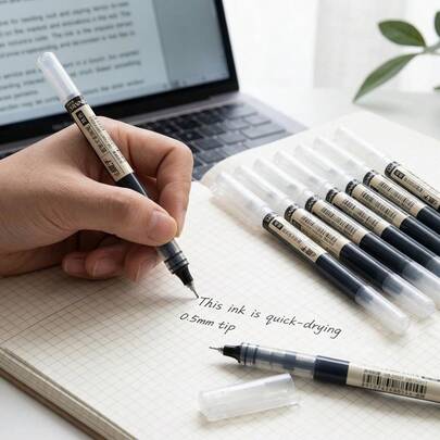 Classic Multi-Color Gel Pen Set, 0.5mm Fine Tip Quick Dry Rollerball Pens, Large Capacity Carbon Writing Pens, 10 Pcs Portable Stationery For Universal Use