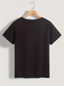 Plus Size Women's Clothing, Short-Sleeved T-Shirt With Round Neck And Colorful Dolphin And Marine Life Print, Adorned With Floral And Dolphin Motifs, Casual Shirt For Spring, Summer And Autumn, Suitable For Everyday Wear And As A Gift For The Holidays (Halloween, Christmas) - Machine Washable. Gift Idea. - 黑色 - 查看 3
