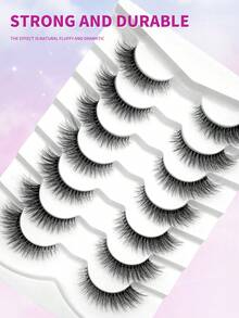 ENCHUW 7 Pairs Eyelashes Natural Look Wispy Cross Eye Lashes Clear Band Lashes 3D Fluffy Soft Lashes Makeup Extension False Eyelashes - Black - View 5