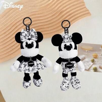 Disney 1個黑色米老鼠毛絨娃娃 米妮娃娃背包配件吊飾 生日禮物 情人節禮物 紀念品