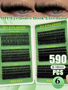 Rikuaild 590 Pcs D Curl False Eyelashes, 30D+40D+50D+60D+80D+100D Large-Capacity Eyelash Book, Novice-Friendly, Soft Fluffy Thick, Creating A Natural Makeup Effect, Easy DIY At Home, Fox Eye/Cat Eye/Stage Eye Makeup,Suitable For Daily Life, Weddings, Party, Outdoor,Cluster Lashes,Individual Lash,Eyelash Extensions - D - View 1